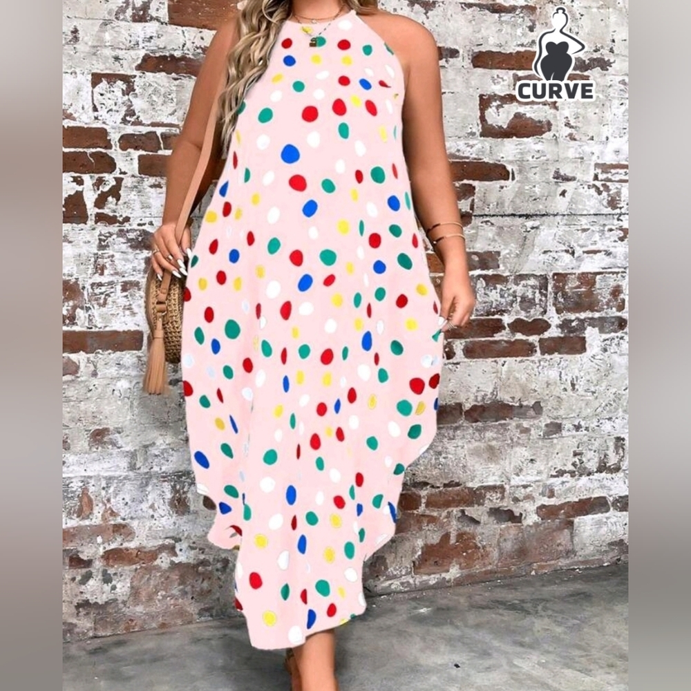 B🖤🔹️Light and Flowy Polka Dot Dress